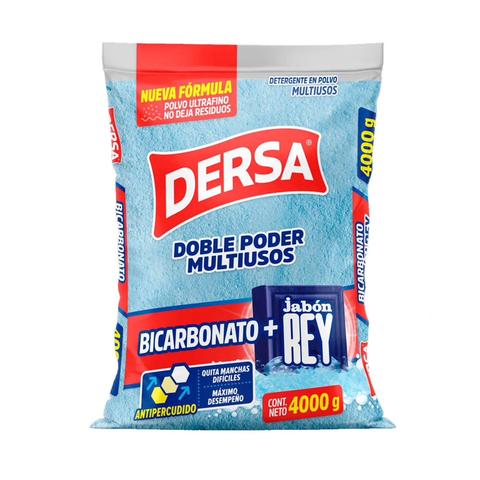 Detergente Dersa Polvo Bicarbonato + Jabon Rey x4000grs